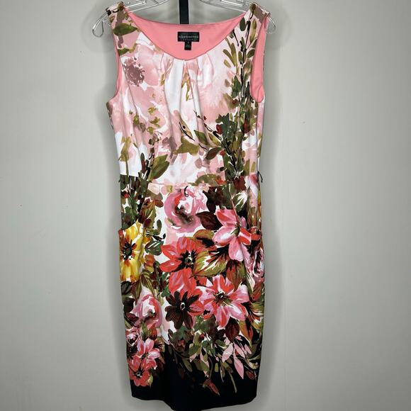 Connected Apparel Floral Dress- size 8- pockets, hidden zip, pink wedding guest - Picture 1 of 6